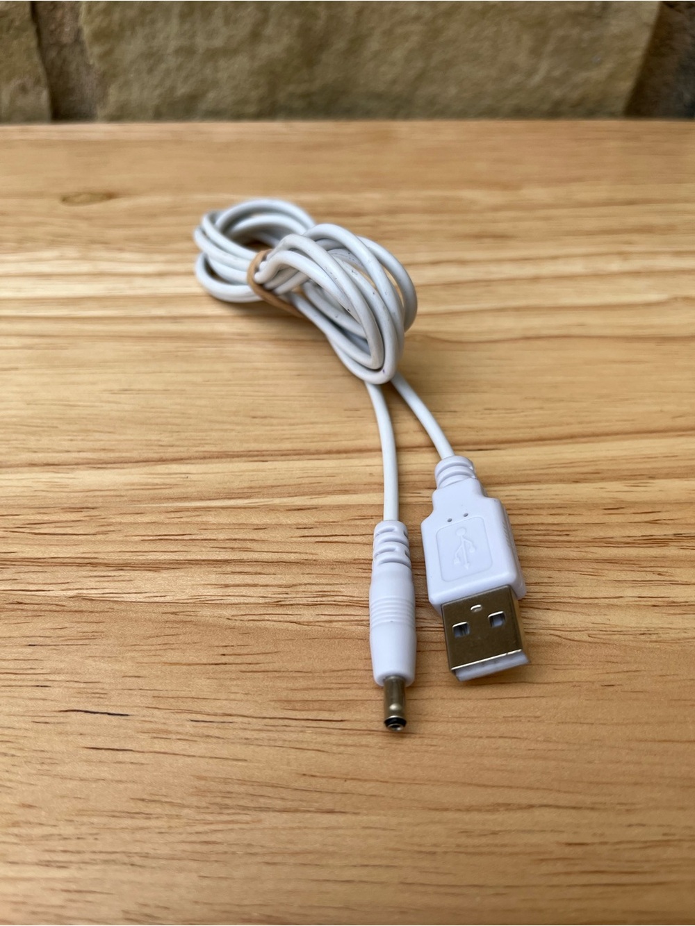White USB to Barrel Power Cable - Universal Charging Lead
